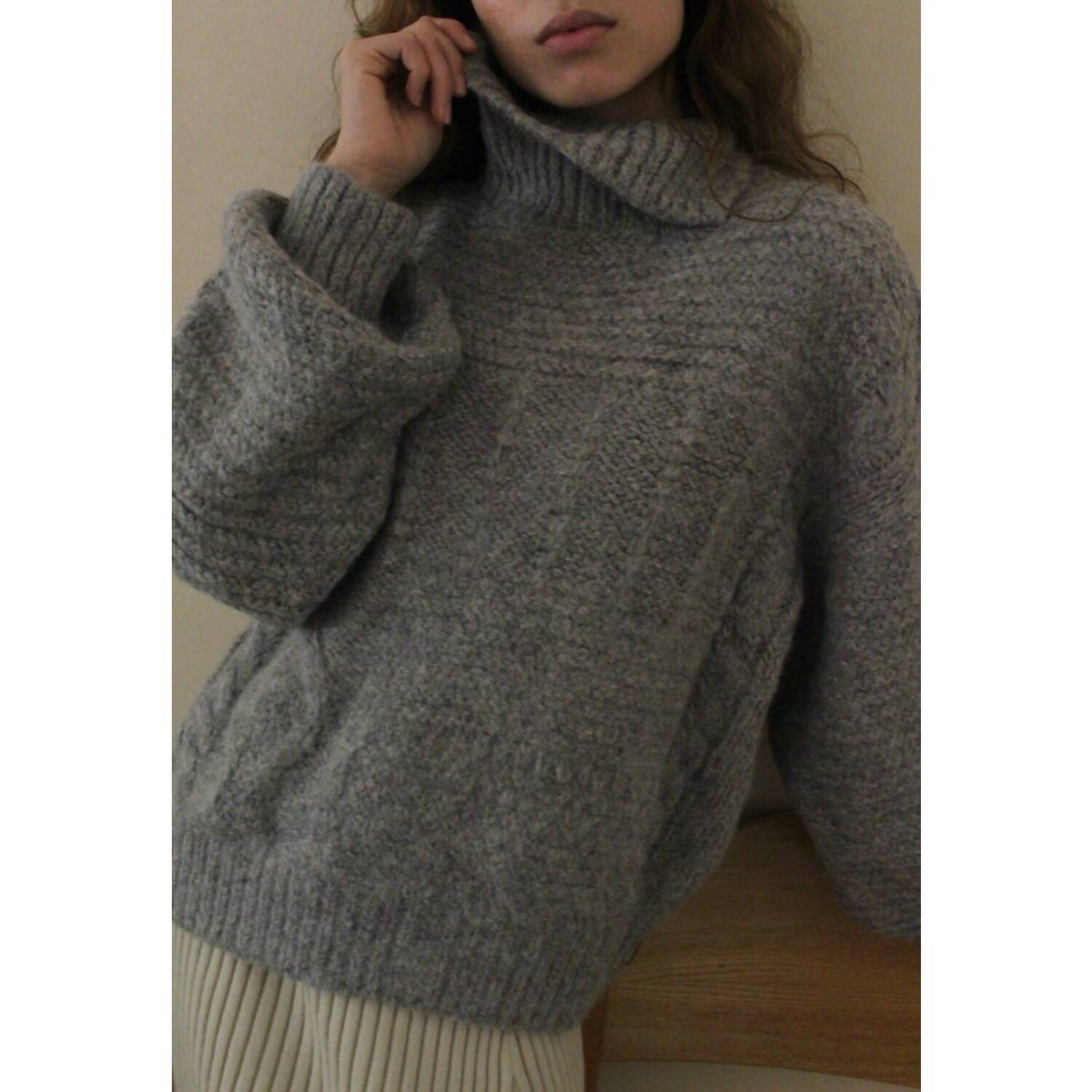 New Na Nin Ollie Knitted Suri Alpaca Sweater In Cement Heather Gray